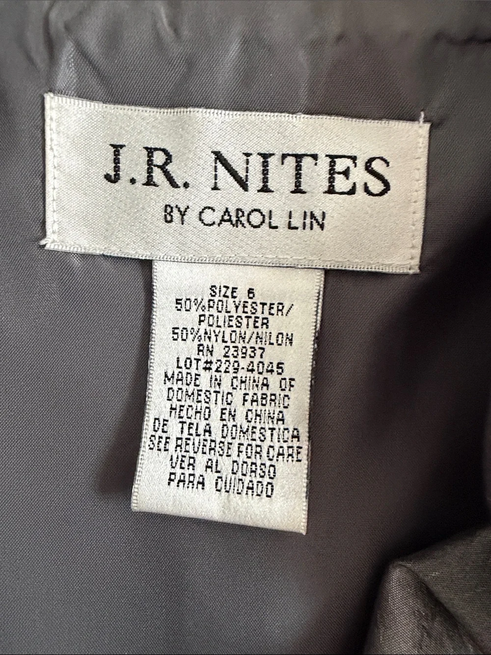 JR Nites Metallic Gray Ruffle Lapel Blazer with Decorative Brooch